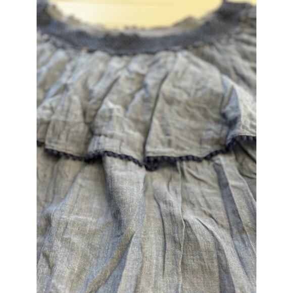 LANE BRYANT Blue Chambray Denim Off-The-Shoulder Ruffle Top Blouse Size 18/20 - Picture 2 of 6